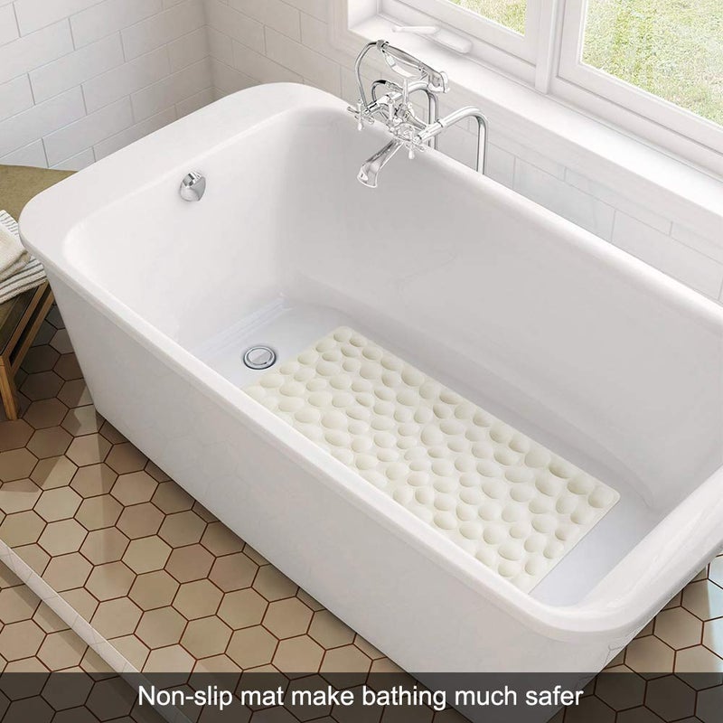 OTHWAY Non-Slip Bathtub Mat OTHWAY Soft Rubber Bathroom Bathmat with Strong Suction Cups (Beige) - Image 2